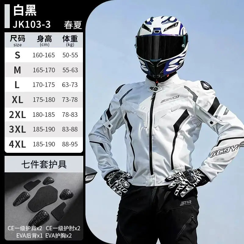 Men Spring Summer Breathable Mesh SCOYCO Motorcycle Riding Jacket Cycling Equipment Motorcyclist Clothing 600D Oxford CE Protect