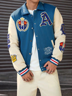 DIYIE Men's Patchwork Baseball Jacket, Long Sleeve Bomber Coat, , Men's Varsity Jacket, Baseball Jackets Men Women Custom Jacket