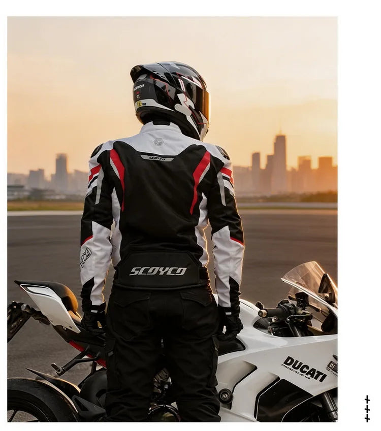 Men Spring Summer Breathable Mesh SCOYCO Motorcycle Riding Jacket Cycling Equipment Motorcyclist Clothing 600D Oxford CE Protect